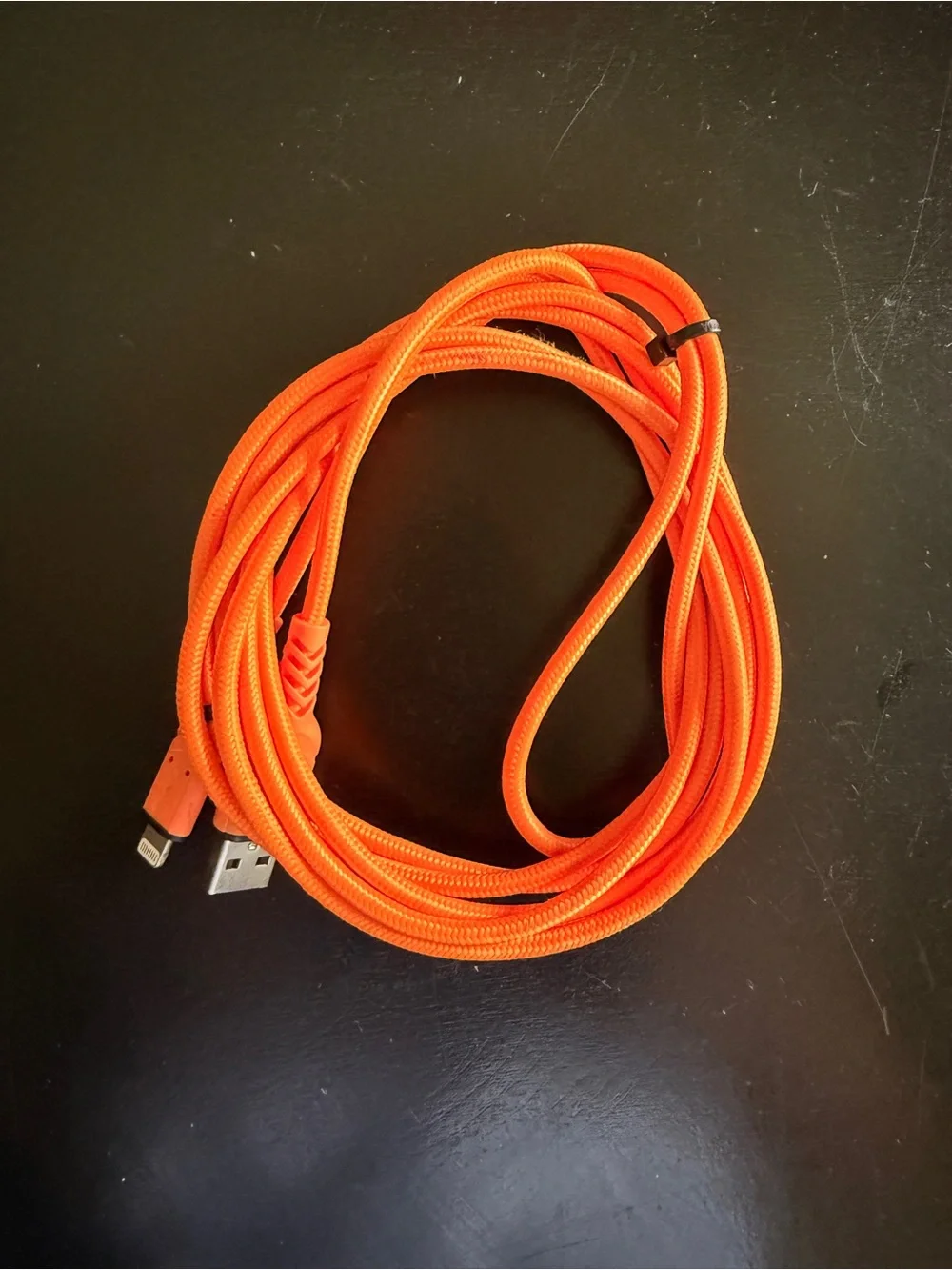 Braided Orange USB to Lightning Charging Cable - Durable Fast Charge